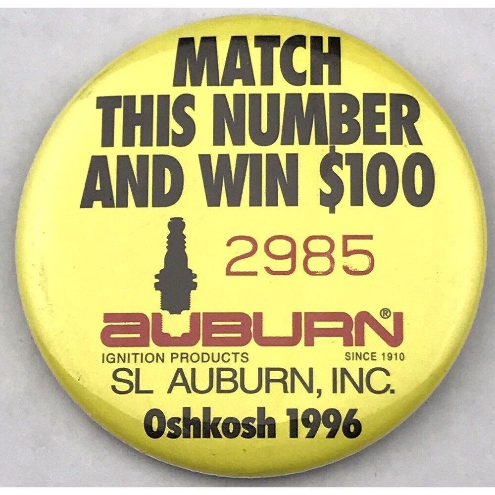 Oshkosh 1996 Auburn Ignition Products Vintage Pin Button Pinback 90s